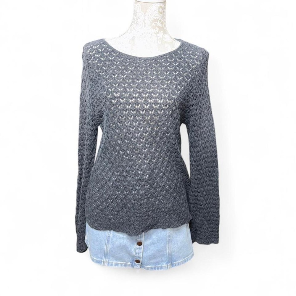 Sheer Black Crochet Layering Sweater Boho Romantic Grunge Size XL